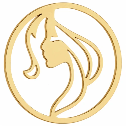 Intercalaire rond 18 mm - motif visage femme - Acier inoxydable 316L Doré x1