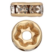 Doré - Or 18K - 750/1000 - Perle rondelle strass 8 mm - Acier inoxydable 304 Doré - Crystal x1 Perle rondelle strass 8 mm - Acier inoxydable 304 Doré - Crystal x1