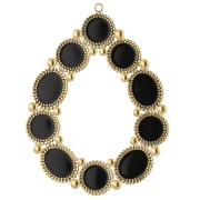 Pendentif goutte 48.5x37 mm avec résine époxy - Acier inox 304 Doré - Noir x1