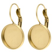Boucles d'oreilles Dormeuses pour cabochon 14 mm - Acier Inoxydable 304 Doré x2
