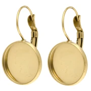 Boucles d'oreilles Dormeuses pour cabochon 14 mm - Acier Inoxydable 304 Doré x2