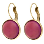 Boucles d'oreilles Dormeuses pour cabochon 14 mm - Acier Inoxydable 304 Doré x2