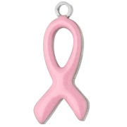 Aucune - Breloque ruban de sensibilisation 14x6 mm époxy - Acier inox 316L - Rose clair x1 Breloque ruban de sensibilisation 14x6 mm époxy - Acier inox 316L - Rose clair x1