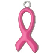 Aucune - Breloque ruban de sensibilisation 14x6 mm époxy - Acier inox 316L - Fuchsia x1 Breloque ruban de sensibilisation 14x6 mm époxy - Acier inox 316L - Fuchsia x1