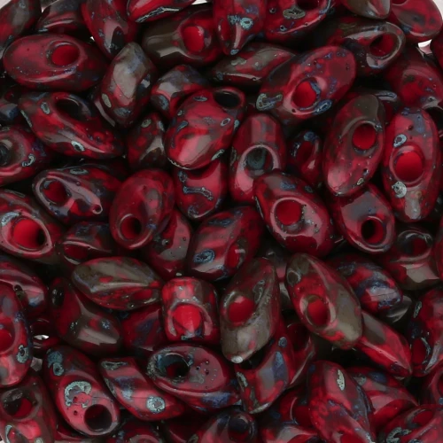 Long Magatama Miyuki 4x7 mm LMA-4513 - Opaque Red Picasso x10g
