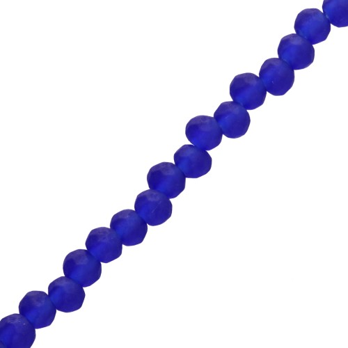 Perles rondelles facettées - rondes aplaties - 3.5x3 mm Bleu Foncé Frosted x31cm