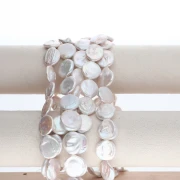 Perle d'eau douce irrégulière - palet rond 18 mm - Grade AA+ Blanc x1