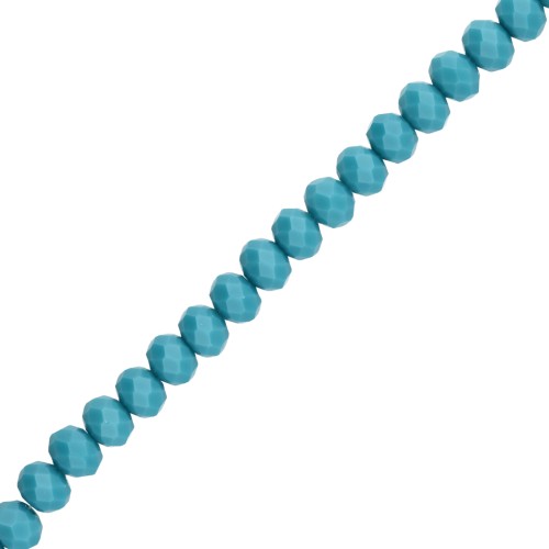 Perles rondelles facettées - rondes aplaties - 8x6.5 mm - Turquoise Foncé x41cm