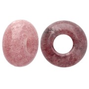 Perle ronde gros trou - donuts 14mm en imit pierre gemme - Strawberry Quartz x1|raw }}