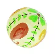 Perle ronde en bois 19 mm Cream/Vert x1