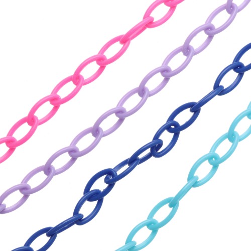 Cadeau - Chaîne plastique maille Forçat 7.4 mm - Couleurs aléatoire x39cm