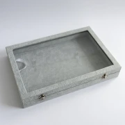 Présentoir à bijoux 35x24x5 cm imitation velours - Gris x1