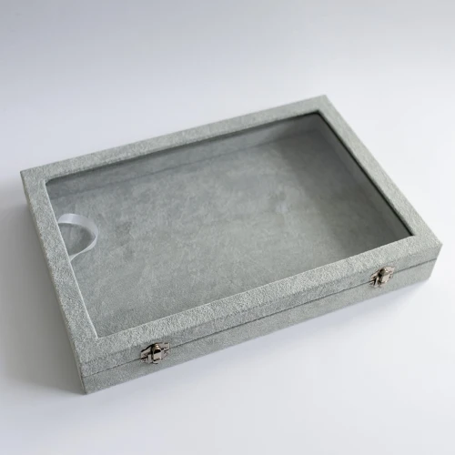 Présentoir à bijoux 35x24x5 cm imitation velours - Gris x1