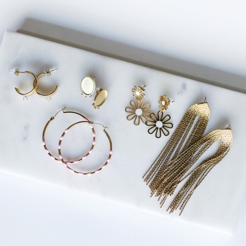 Cadeau - Boucles d'oreilles Acier inox Doré - Forme, taille aléatoires x2