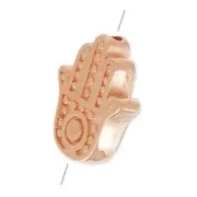 Perles main de Fatma 12x10 mm doré rose x4