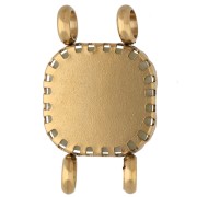 Intercalaire carré 15 mm décor fleur - Acier inox 304 Doré - Jade olive teinté