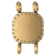 Intercalaire carré 15 mm décor fleur - Acier inox 304 Doré - Jade olive teinté