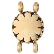 Intercalaire rond 15 mm décor fleur - Acier inox 304 Doré - Lapis lazuli teinté