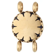 Intercalaire rond 15 mm décor fleur - Acier inox 304 Doré - Lapis lazuli teinté