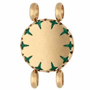 Intercalaire rond 15 mm décor fleur - Acier inox 304 Doré - imitation Malachite