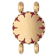 Intercalaire rond 15 mm décor fleur - Acier inox 304 Doré - Calcedoine rose teinté