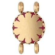 Intercalaire rond 15 mm décor fleur - Acier inox 304 Doré - Calcedoine rose teinté