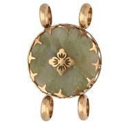 Intercalaire rond 15 mm décor fleur - Acier inox 304 Doré - Jade olive teinté