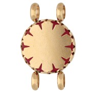 Intercalaire rond 15 mm décor fleur - Acier inox 304 Doré - Agate rouge teintée