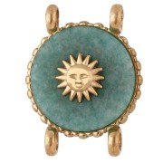 Intercalaire rond 14 mm décor soleil - Acier inox 304 Doré - Amazonite