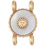Intercalaire rond 14 mm décor soleil - Acier inox 304 Doré - Nacre x1