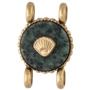 Intercalaire rond 14 mm décor coquillage Acier inox 304 Doré - Turquoise Africaine