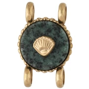 Intercalaire rond 14 mm décor coquillage Acier inox 304 Doré - Turquoise Africaine