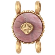 Intercalaire rond 14 mm décor coquillage - Acier inox 304 Doré - Rhodonite