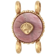 Intercalaire rond 14 mm décor coquillage - Acier inox 304 Doré - Rhodonite