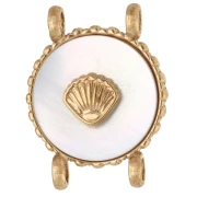 Intercalaire rond 14 mm décor coquillage - Acier inox 304 Doré - Nacre