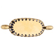 Intercalaire ovale 18x8 mm décor fleur - Acier inox 304 Doré - Lapis lazuli teinté