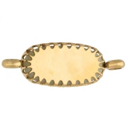 Intercalaire ovale 18x8 mm décor fleur - Acier inox 304 Doré - Jade olive