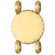 Intercalaire rond 14 mm décor trèfle - Acier inox 304 Doré - imitation Malachite