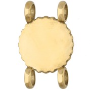Intercalaire rond 14 mm décor trèfle - Acier inox 304 Doré - Jade olive