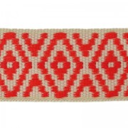Galon motif ethnique 24 mm Rouge/Sand x 1m