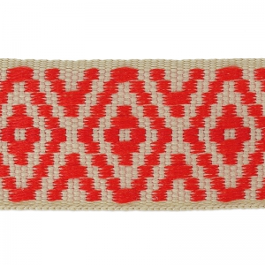 Galon motif ethnique 24 mm Rouge/Sand x 1m