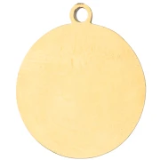 Breloque ronde 15 mm impression UV tête de chat - Acier inox 304 Doré