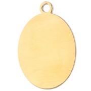 Breloque ovale 17x12 mm imprimée UV palmiers - Acier inox 304 Doré