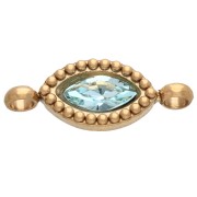 Intercalaire navette 15.5x6 mm cabochon cristal - Acier inox 304 Doré - Bleu clair
