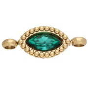 Intercalaire navette 15.5x6 mm cabochon cristal - Acier inox 304 Doré - Emeraude