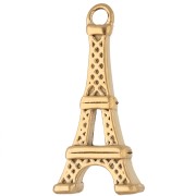 Breloque Tour Eiffel 19x9 mm avec strass - Acier inoxydable 304 Doré x1
