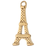 Breloque Tour Eiffel 19x9 mm avec strass - Acier inoxydable 304 Doré x1