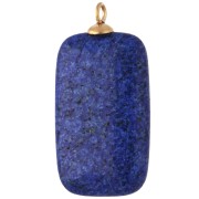 Pendentif rectangle 30x15mm CZ & pierre teintée Lapis lazuli Acier inox 304 Doré