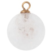 Breloque ronde 15 mm CZ rose & pierre gemme Agate - Acier inox 304 Doré