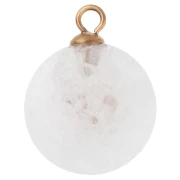 Breloque ronde 15 mm CZ rose & pierre gemme Agate - Acier inox 304 Doré